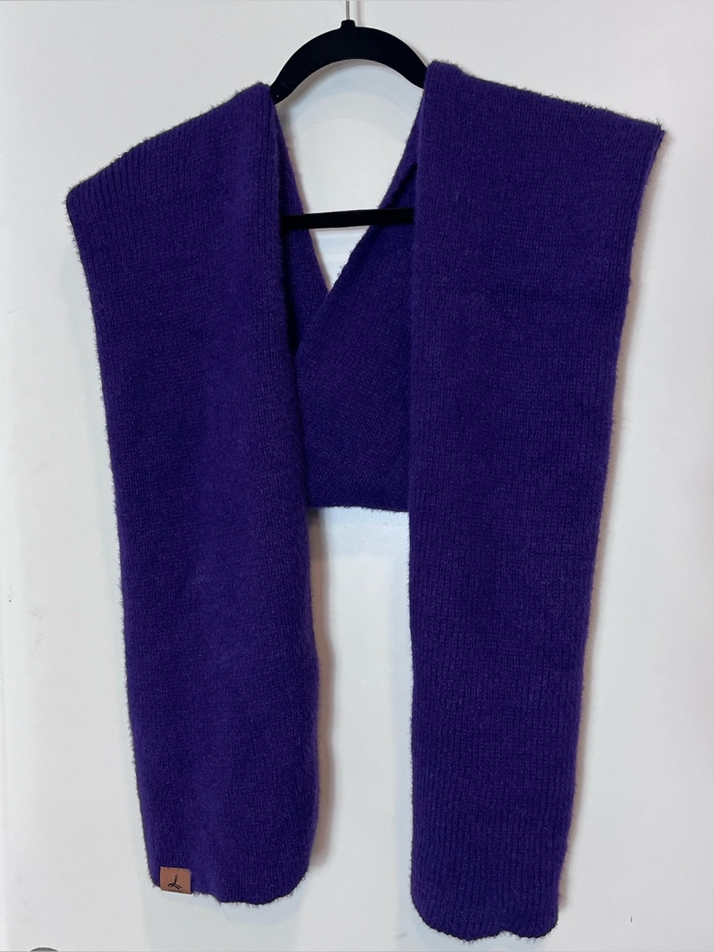 Lorome Royal Purple Knit Super Soft Scarf Ribbed Cozy Lagenlook Layer Warm